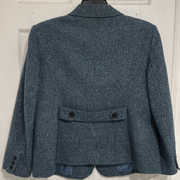 Talbots Blue Herringbone Tweed Wool Blend Blazer 14W - Picture 4 of 12